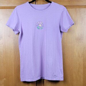 Life Is Good Lavender Crew Neck Short Sleeve Crusher Sunset Tee - S